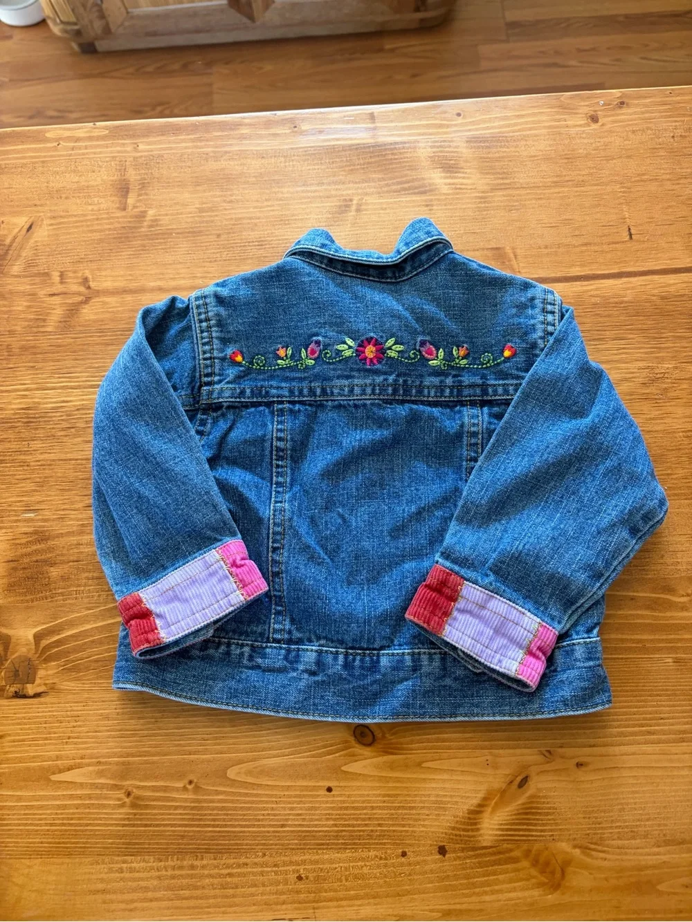 Vintage Carters baby girl 12-18 months toddler y2k denim jacket floral rainbows